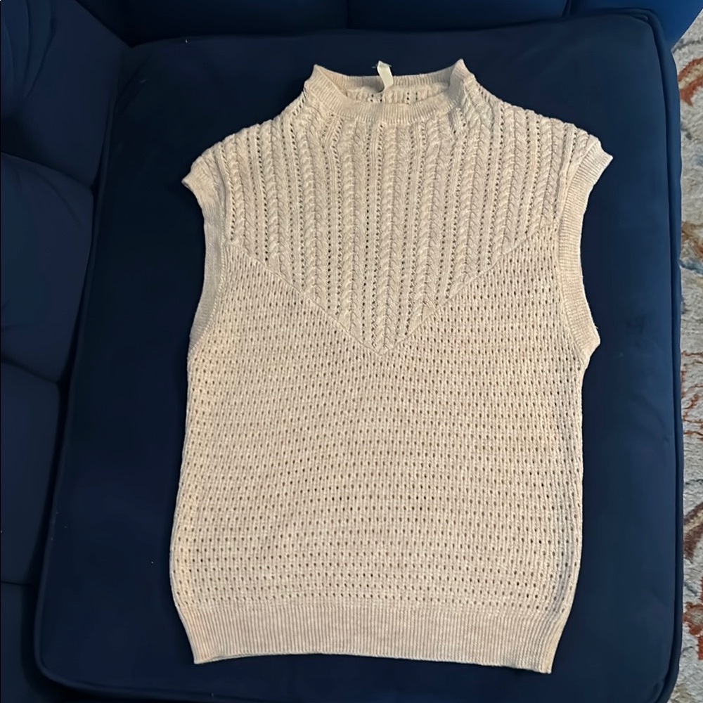Free People Cream Chunky Knit Turtleneck Sweater